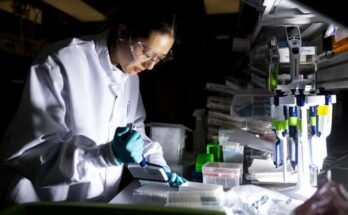 Egy kutató a Mass. Moderna, a Modera Inc. székhelyének laboratóriumában dolgozik, mRNS technológiával oltások fejlesztésén dolgozott. Ez év elején a Trump adminisztráció több százmillió dollárt vonzott be az influenza vakcinákkal foglalkozó kutatógyártó támogatásával, és ezen a héten további 500 millió dollárt törölt különféle intézményekben, amelyek mRNS -oltást keresnek.